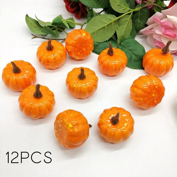 12Pcs Halloween Artificial Small Foam Plastic Pumpkins Simulation Props Decor
